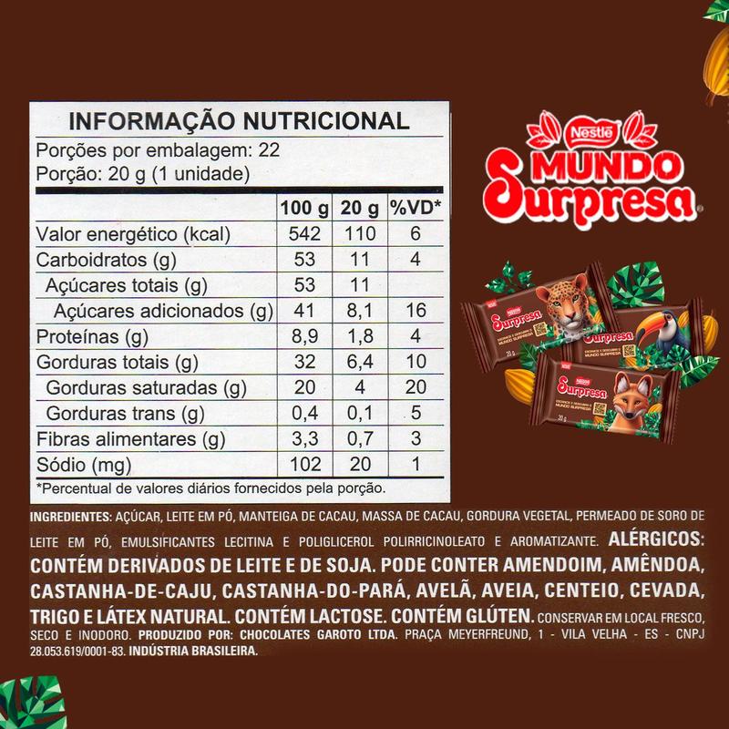 Caixa Chocolate Surpresa Original Nestle 22 barras de 20g Classico